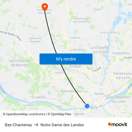 Bas-Chantenay to Notre Dame des Landes map
