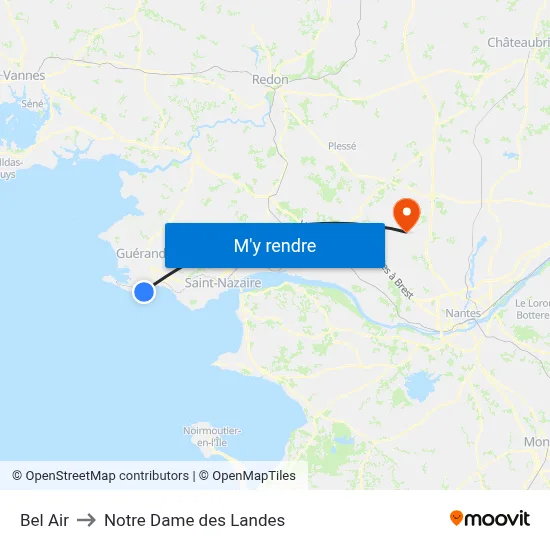 Bel Air to Notre Dame des Landes map