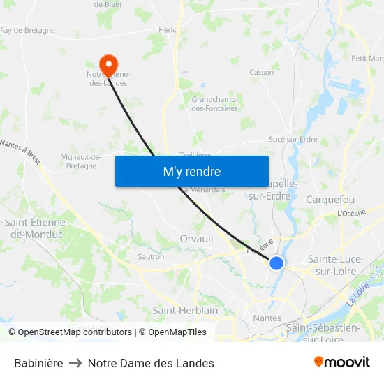 Babinière to Notre Dame des Landes map
