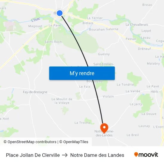 Place Jollan De Clerville to Notre Dame des Landes map