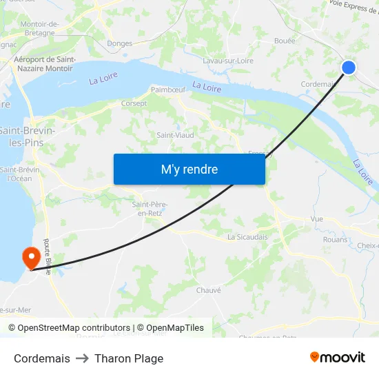 Cordemais to Tharon Plage map