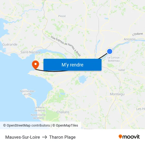 Mauves-Sur-Loire to Tharon Plage map