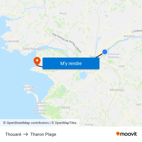 Thouaré to Tharon Plage map