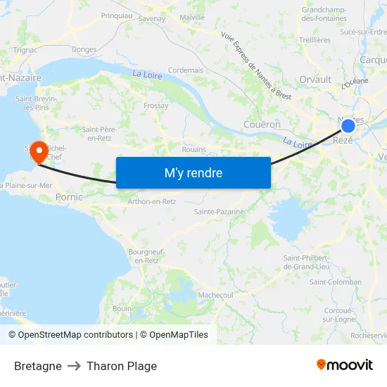 Bretagne to Tharon Plage map
