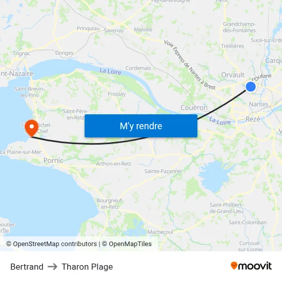 Bertrand to Tharon Plage map