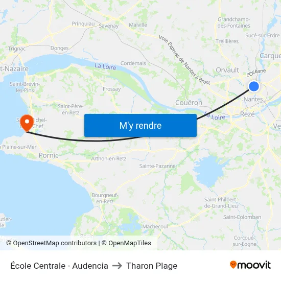 École Centrale - Audencia to Tharon Plage map
