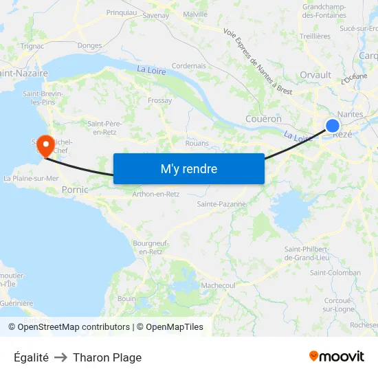 Égalité to Tharon Plage map