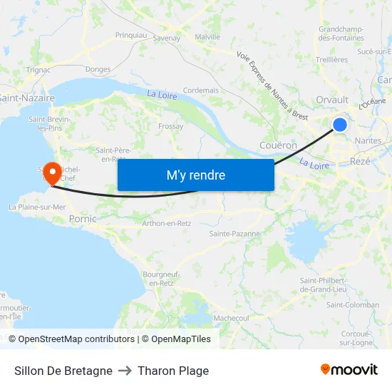 Sillon De Bretagne to Tharon Plage map