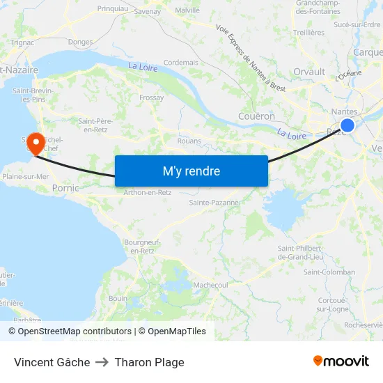 Vincent Gâche to Tharon Plage map