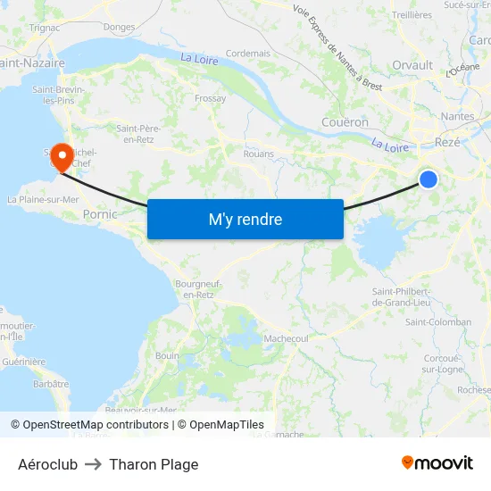 Aéroclub to Tharon Plage map