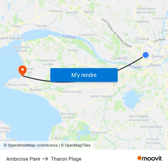 Ambroise Paré to Tharon Plage map