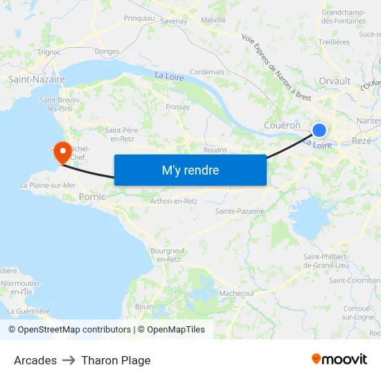 Arcades to Tharon Plage map