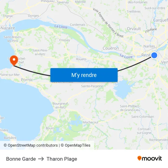 Bonne Garde to Tharon Plage map
