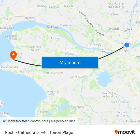 Foch - Cathédrale to Tharon Plage map