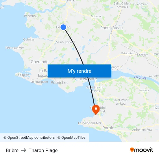 Brière to Tharon Plage map