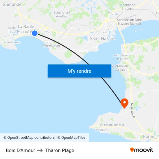Bois D'Amour to Tharon Plage map