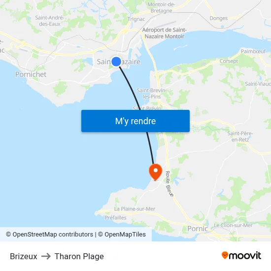 Brizeux to Tharon Plage map