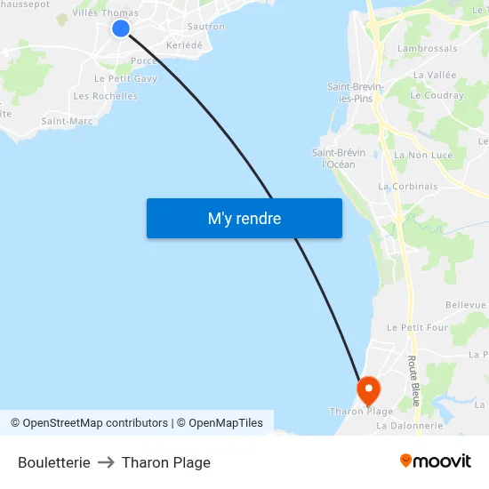 Bouletterie to Tharon Plage map