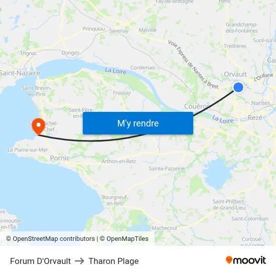 Forum D'Orvault to Tharon Plage map