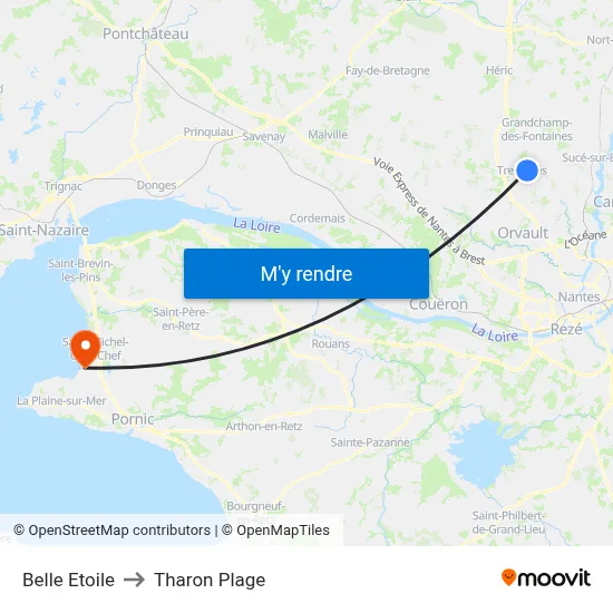 Belle Etoile to Tharon Plage map