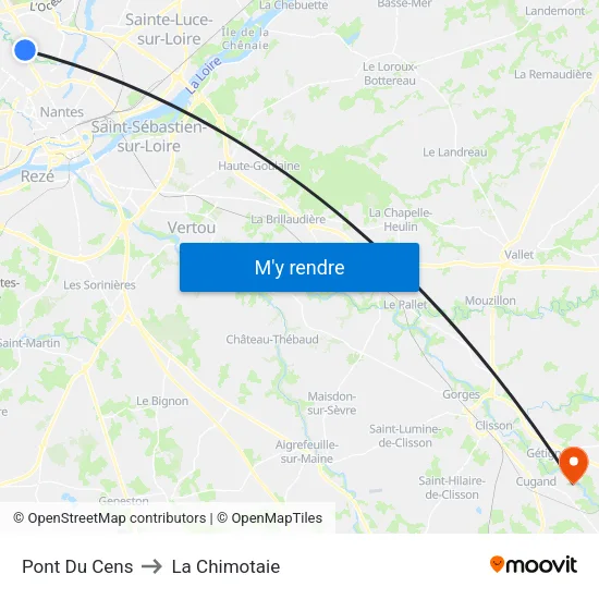 Pont Du Cens to La Chimotaie map