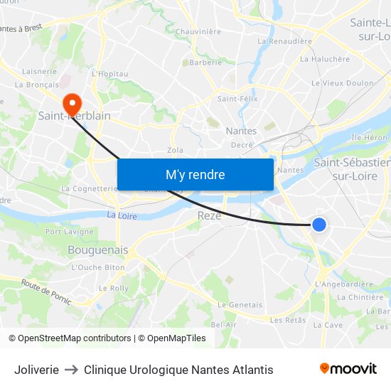 Joliverie to Clinique Urologique Nantes Atlantis map