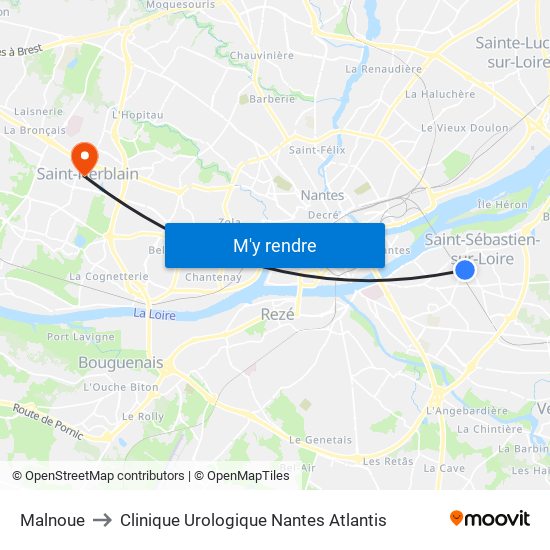 Malnoue to Clinique Urologique Nantes Atlantis map