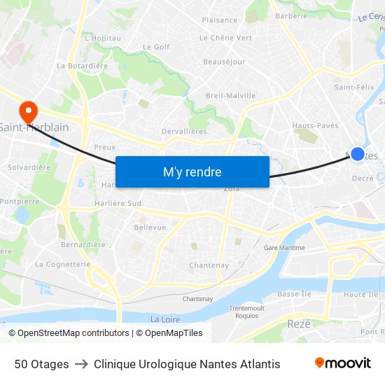 50 Otages to Clinique Urologique Nantes Atlantis map