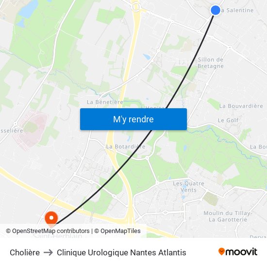 Cholière to Clinique Urologique Nantes Atlantis map