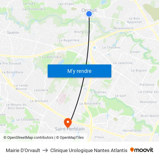 Mairie D'Orvault to Clinique Urologique Nantes Atlantis map