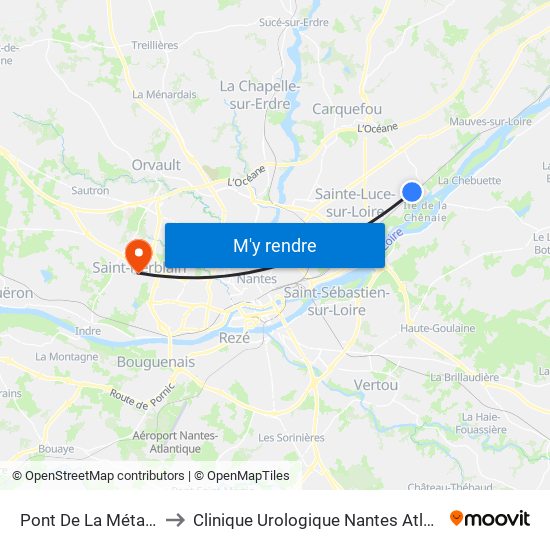 Pont De La Métairie to Clinique Urologique Nantes Atlantis map