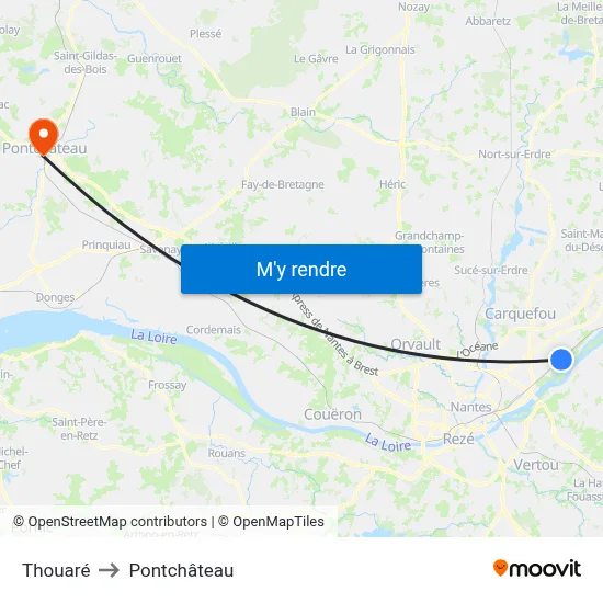 Thouaré to Pontchâteau map