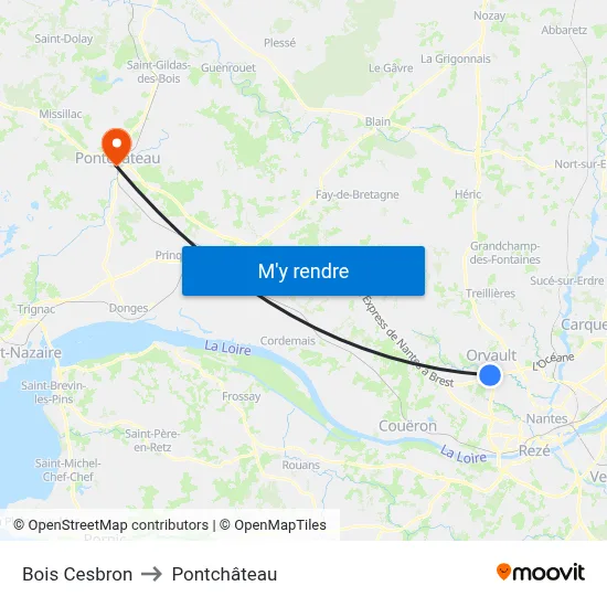 Bois Cesbron to Pontchâteau map
