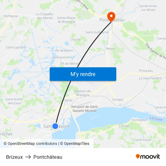 Brizeux to Pontchâteau map