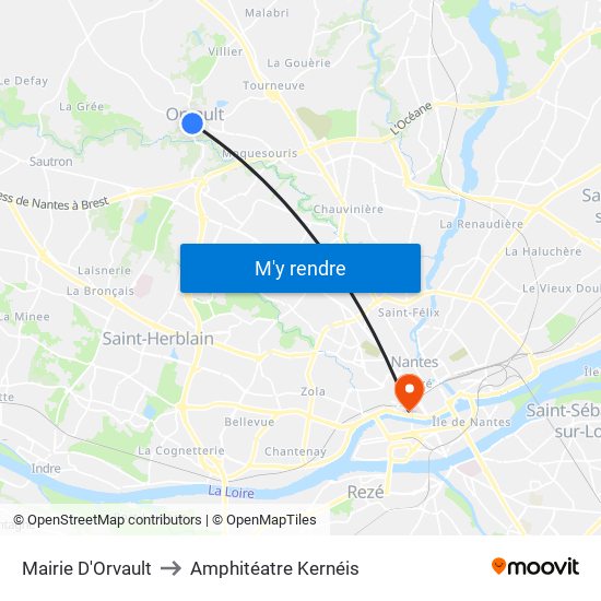 Mairie D'Orvault to Amphitéatre Kernéis map