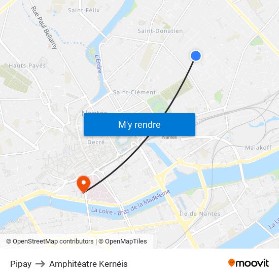 Pipay to Amphitéatre Kernéis map
