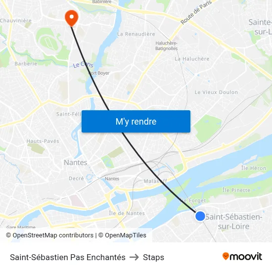 Saint-Sébastien Pas Enchantés to Staps map