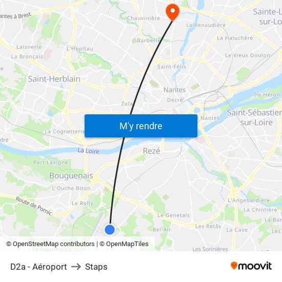 D2a - Aéroport to Staps map