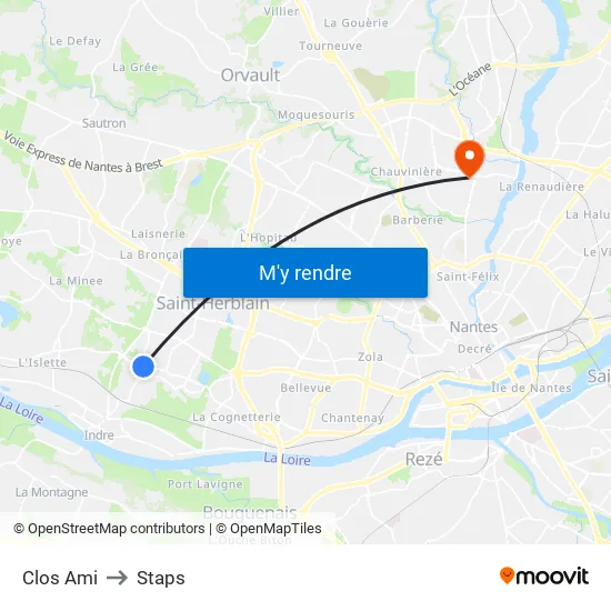 Clos Ami to Staps map