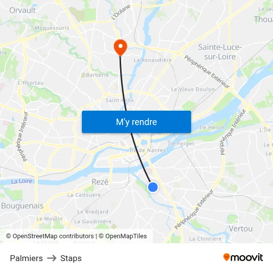 Palmiers to Staps map