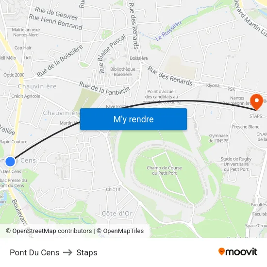 Pont Du Cens to Staps map
