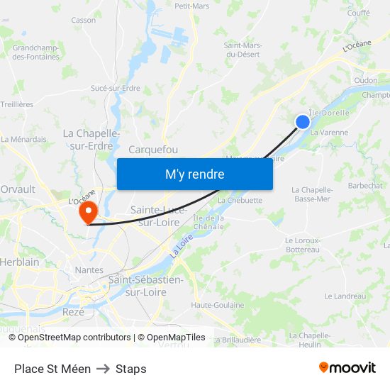 Place St-Méen to Staps map