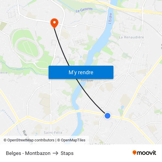Belges - Montbazon to Staps map