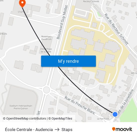 École Centrale - Audencia to Staps map