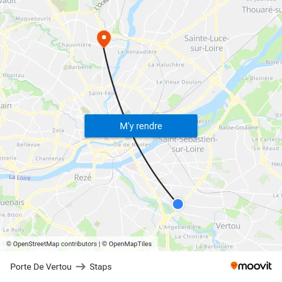 Porte De Vertou to Staps map