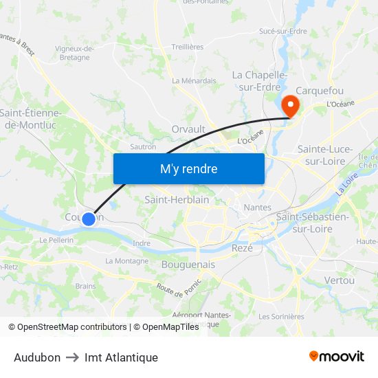 Audubon to Imt Atlantique map