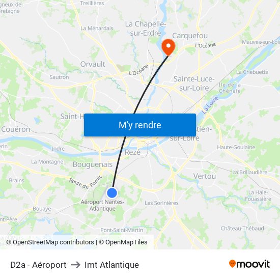 D2a - Aéroport to Imt Atlantique map