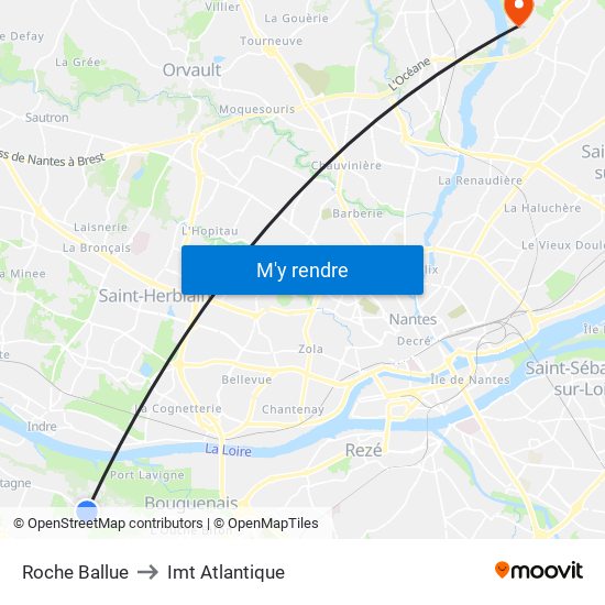 Roche Ballue to Imt Atlantique map