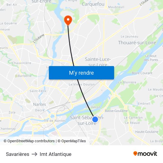 Savarières to Imt Atlantique map