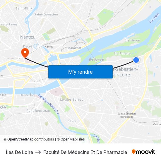 Îles De Loire to Faculté De Médecine Et De Pharmacie map